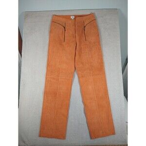 Think Tank Pig Suede Pants Size 10 Orange Lined Y2K Vintage Cowboy Country